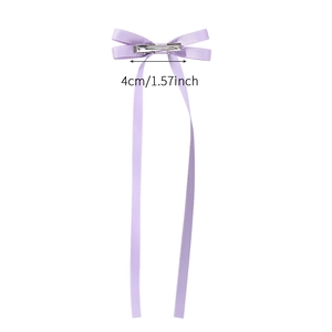 Lavender purple ribbon bow hair clip with long tassels and 4cm metal alligator clip