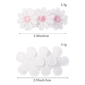 Barrettes à fleurs en tissu blanc et rose, tailles 6cm et 6,5cm pour petites filles