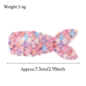 Sparkly mermaid tail hair clip with pink and blue sequins for girls 7.5cm size