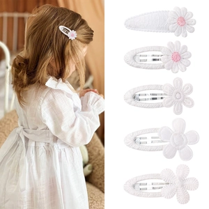 Barrettes à Cheveux Brodées à la Main Tournesol Marguerite Pour Enfants Filles Pinces à Clip en Tissu Doux