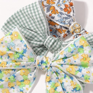 Lot de trois barrettes à nœuds pour filles aux motifs à carreaux et fleurs style vintage