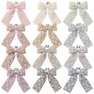 Lot de 12 couleurs de nœuds pour cheveux brodés de fleurs avec codes numérotés