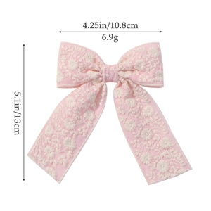 Barrette à cheveux rose avec broderie florale blanche pour filles et tout-petits