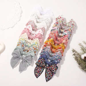Lot de barrettes à nœuds en coton et lin fleuri pour filles aux motifs variés et colorés