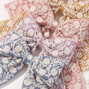 Barrettes à cheveux brodées à la main pour filles avec détails en dentelle et tons pastel