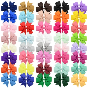 Handmade Grosgrain Ribbon Bow Hair Clips Kids Girls Solid Color Crocodile Clips Versatile Accessories For Party Daily Styling