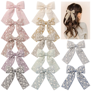 Pinces à Cheveux Nœud Papillon en Dentelle Brodée Main pour Enfants Filles Princesse Fête Filet Floral Coiffe Douce