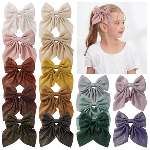 Molletta per Capelli con Fiocco Grande in Satin Fatto a Mano Fiocco in Tessuto Glitterato Clip a Coccodrillo Stile Lolita Accademia per Ragazze Donna