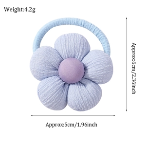 Blue linen sunflower hair tie for girls with floral design and 4.2g lightweight build
