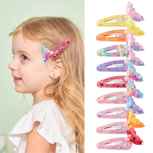 Handmade Mermaid Tail Sequin Hair Clip With Faux Artificial Pearl Colorful Gradient BB Clip For Kids Girls Hair Accessories Gift