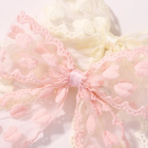 Bestickte Prinzessinnen-Schleifen-Haarspangen für Mädchen in Rosa und Cremeweiß