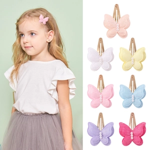 Pince à Cheveux Papillon 3D Fait à la Main Avec Fausse Künstliche Perle Double Couche Paillettes Maille Barrettes Pour Bébé Filles