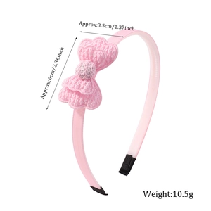 Pink candy color headband with a double-layer lace bow and macaron style for girls