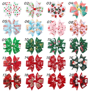 Set di 20 fiocchi per capelli natalizi con stampe di fiocchi di neve e renne per acconciature