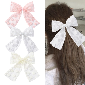 Mädchen Bestickte Spitze Mesh Herz Schleife Haarclip Prinzessin Große Haarnadel Süße Party Haarschmuck Für Kinder