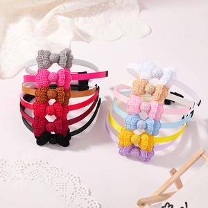 Set of colorful macaron double-layer crochet bow headbands for girls in various pastel shades