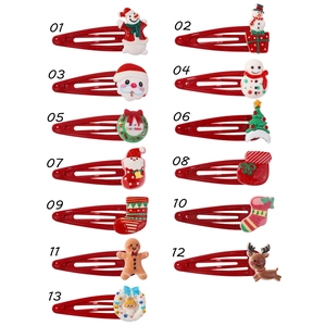Grille détaillée de 13 pinces à cheveux de Noël en métal avec figurines festives