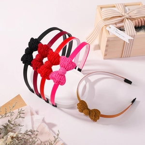 5-piece set of knitted bow headbands in assorted macaron colors for girls and women