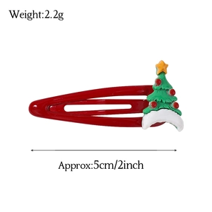 Barrette à cheveux sapin de Noël en métal rouge avec étoile dorée pour enfants