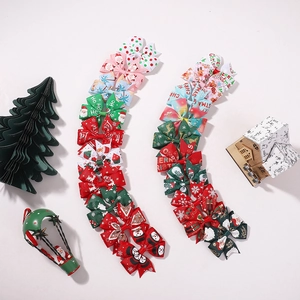 Set di fermagli per capelli natalizi con motivi a renna, Babbo Natale e fiocchi di neve
