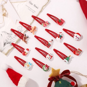 Set de barrettes de Noël pour enfants avec Père Noël, bonhomme de neige et renne mignon
