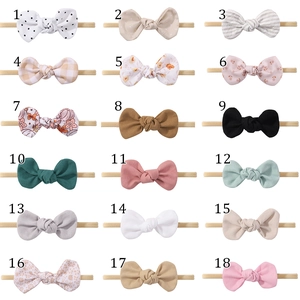 18-piece set of colorful floral and solid baby bow headbands with high elastic nylon bands