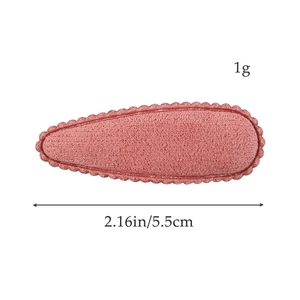 Pink lamb wool fabric BB hair clip for girls with wavy edges and 5.5cm length design