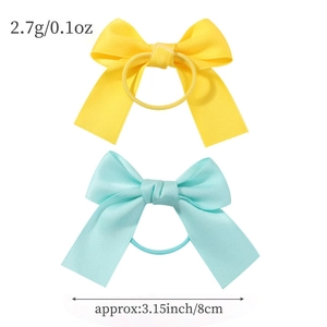 Swallowtail bow hair ties in bright yellow and light blue satin for girls