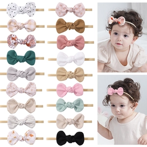 Infant Bow Headband Stretchy Nylon Fabric Hair Band Soft Newborn Headwear For Baby Girls Toddlers Photography Accessories