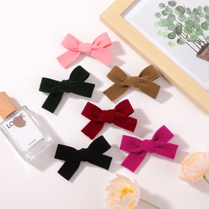 Lot de 6 barrettes à cheveux nuds en velours aux couleurs d'automne sur fond blanc