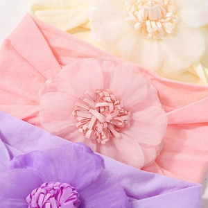 Fasce per neonata in nylon con fiori grandi in tonalità pastello assortite