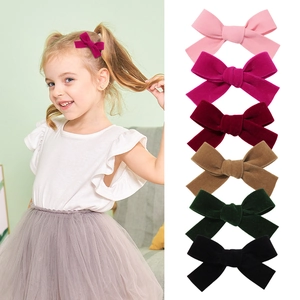Barrettes Cheveux Nœud En Velours Fait Main Pour Filles Pinces Bec De Canard En Tissu Flocage Rétro Accessoires Cheveux