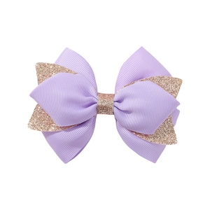 Lila Haarschleife aus Ripsband und Glitzer mit Schwalbenschwanz-Design für Mädchen