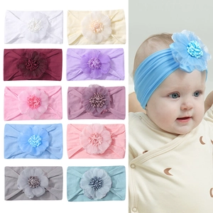 Fascia per Capelli per Neonati in Morbido Nylon Con Grande Fiore in Chiffon Fascia Elastica per Servizi Fotografici e Quotidiano
