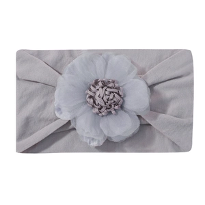 Fascia per capelli elastica con fiore per neonati in morbido nylon viola lavanda