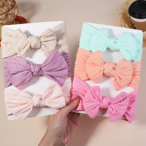Ensemble de Bandeaux à Nœud pour Bébé Fille Nylon Tricoté Élastique Souple Accessoires de Cheveux pour Nouveau-né