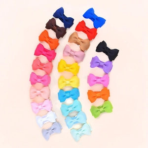 Handmade Mini Grosgrain Ribbon Bow Hair Clips For Kids Toddlers Girls Colorful Candy Color Fabric Bowknot Barrettes Hair Accessories