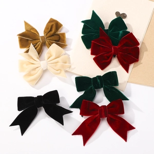 Barrettes à cheveux en velours faites à la main pour filles en couleurs variées assorties