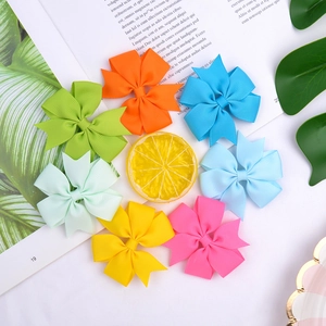 Lot de 7 barrettes à cheveux avec nœuds en ruban gros-grain colorés pour enfants en cercle