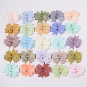Lot de 25 pinces à cheveux avec nœuds en ruban gros-grain pour filles en grille nette