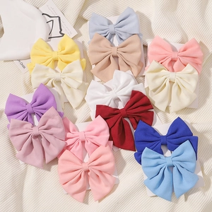Lot de Pinces à Cheveux Grand Nœud en Chiffon pour Filles Style Preppy Doux Tissu Pinces Crocodiles Accessoires Faits Main