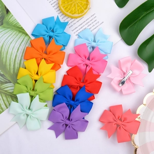 Lot de 12 pinces à cheveux à nœuds en ruban gros-grain avec clips bec de canard en métal