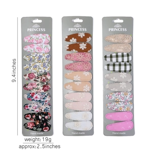 Détails de 30 barrettes à cheveux en tissu avec broderies florales et motifs à carreaux