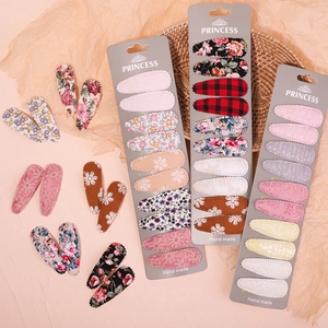 Ensemble de Barrettes à Cheveux en Tissu Floral Fait Main pour Filles Femmes Broderie Douce Dentelle Motif Plaid Clips BB Accessoires