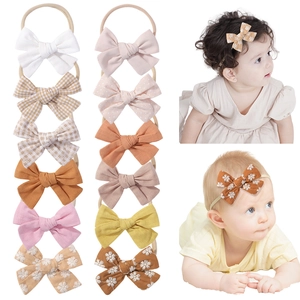 Infant Baby Bow Headband Collection Polyester Elastic Nylon Soft Hair Accessories Assorted Floral Checkered Girl Headbands
