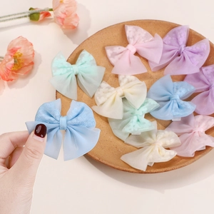 Ensemble de barrettes à cheveux en tulle pour filles aux couleurs pastel rose, bleu et violet