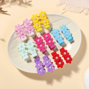 Fermagli per Capelli Bambini a Forma di Girasole Fatti a Mano Forcine a Doppio Fiore con Künstliche Perle Accessori per Capelli in Poliestere