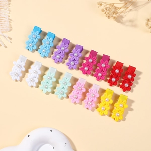 Set di 14 mollette per capelli con fiori lavorati a maglia per neonata in vari colori