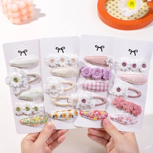 Assortiment de Barrettes à Cheveux BB en Tissu avec Broderie Florale de Marguerite pour Enfants Filles Accessoires Quotidiens