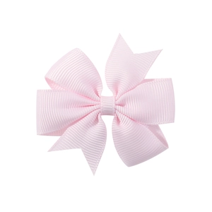 Handmade light pink grosgrain ribbon swallowtail bow hair clip for young girls and babies
